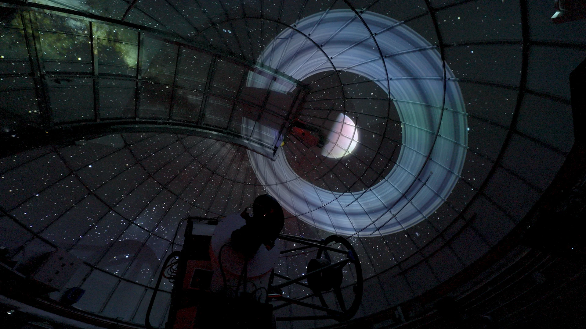 Projection mapping inside an observatory dome